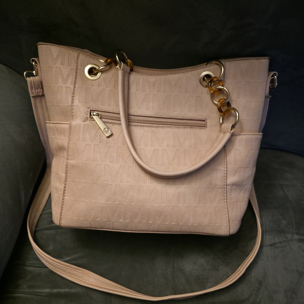 Elegant Pink and Gray Handbag - Picture 6 of 7